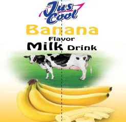 Jus Cool Banana Flavor Milk Drink trademark logo